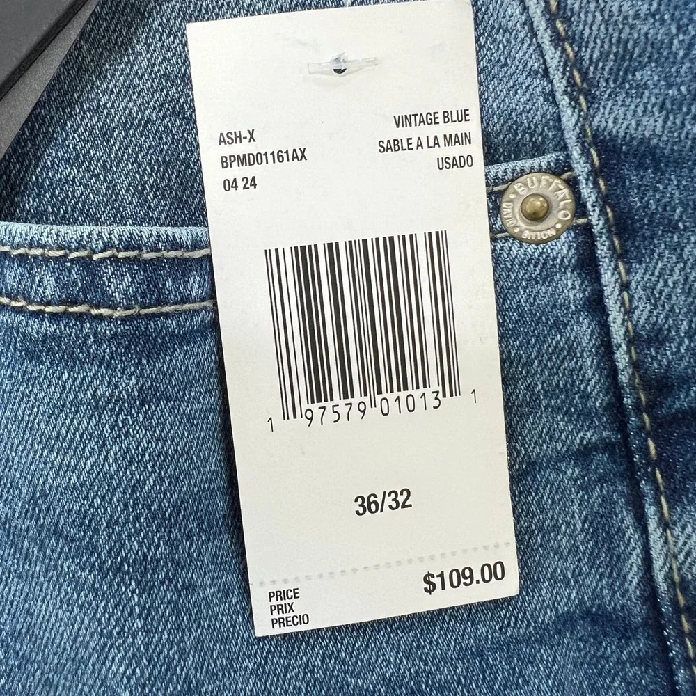 Buffalo David Bitton Slim‎ Stretch Jeans Ash-X Denim Blue Mens W36 L32 Casual